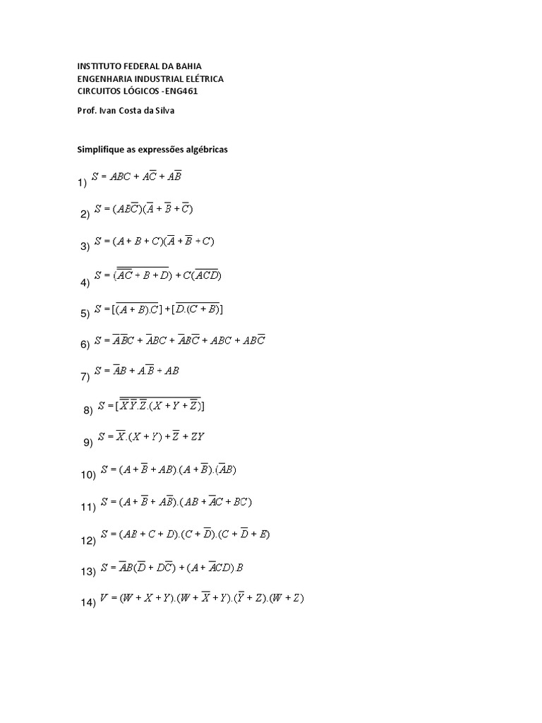 Simplificação de Expressões Algébricas | PDF
