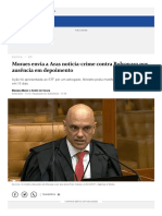 Moraes envia a Aras notícia-crime contra Bolsonaro por ausência em depoimento - Jornal O Globo