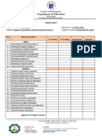 Department of Education: Grade Sheet