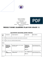 Weekly Home Learning Plan For Grade 11