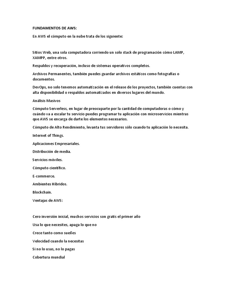 Fundamentos de AWS en la Nube | PDF | Servicios web de Amazon ...