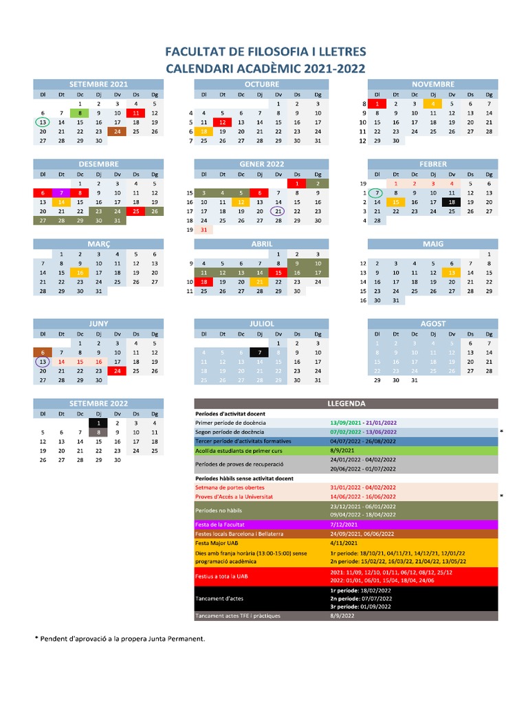 Calendari Academic 2021 2022 PDF