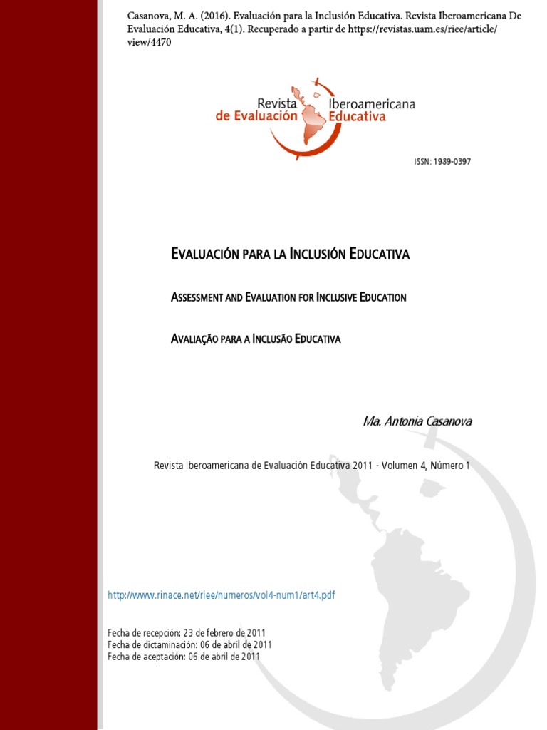 Evaluación para la Inclusión Educativa | PDF | Evaluación | Plan de ...