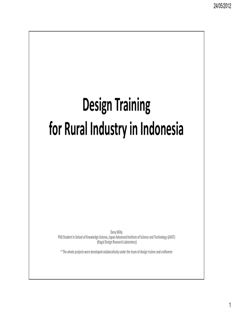 Design Training For Rural Industry in Indonesia | PDF | Economy And The ...
