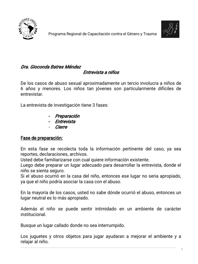Entrevista a Niños Sobre Abuso Sexual | PDF