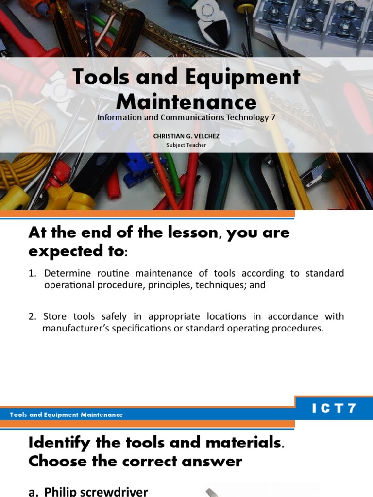 Tools and Equipment Maintenance PDF Safety