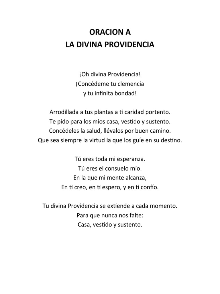 Oracion A La Divina Providencia PDF