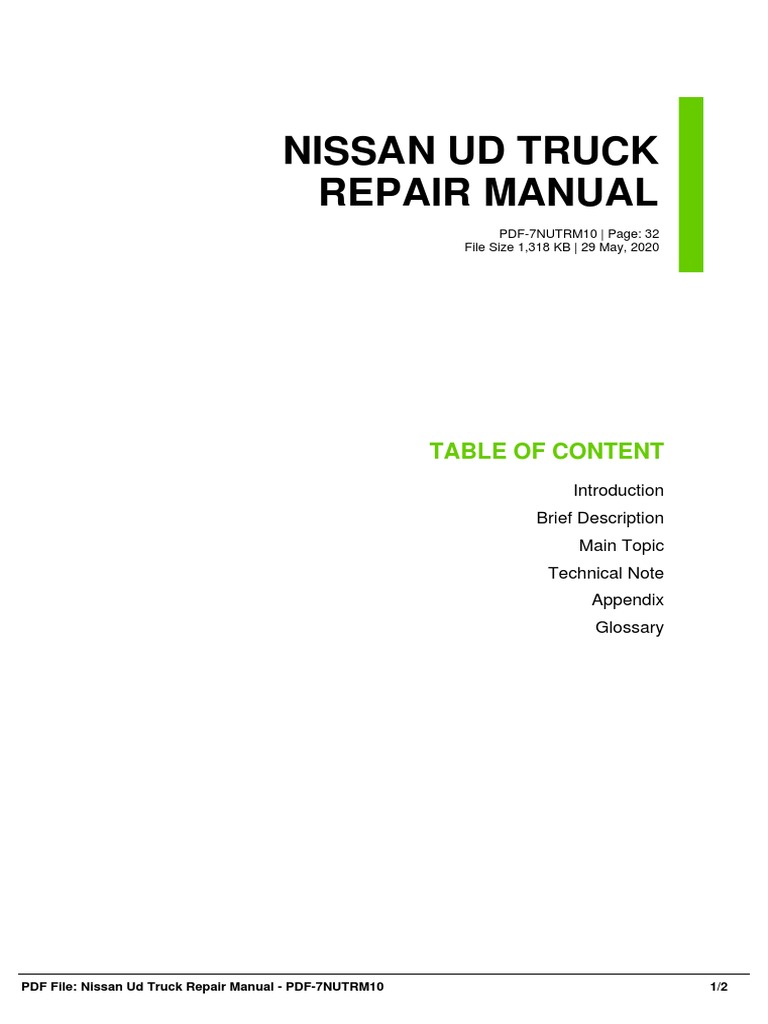 Nissan UD Truck Repair Manual PDF | PDF