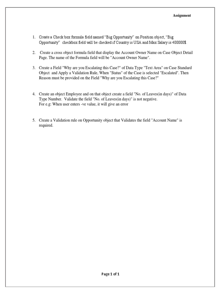 Assignment - Formula & Validation Rule | PDF