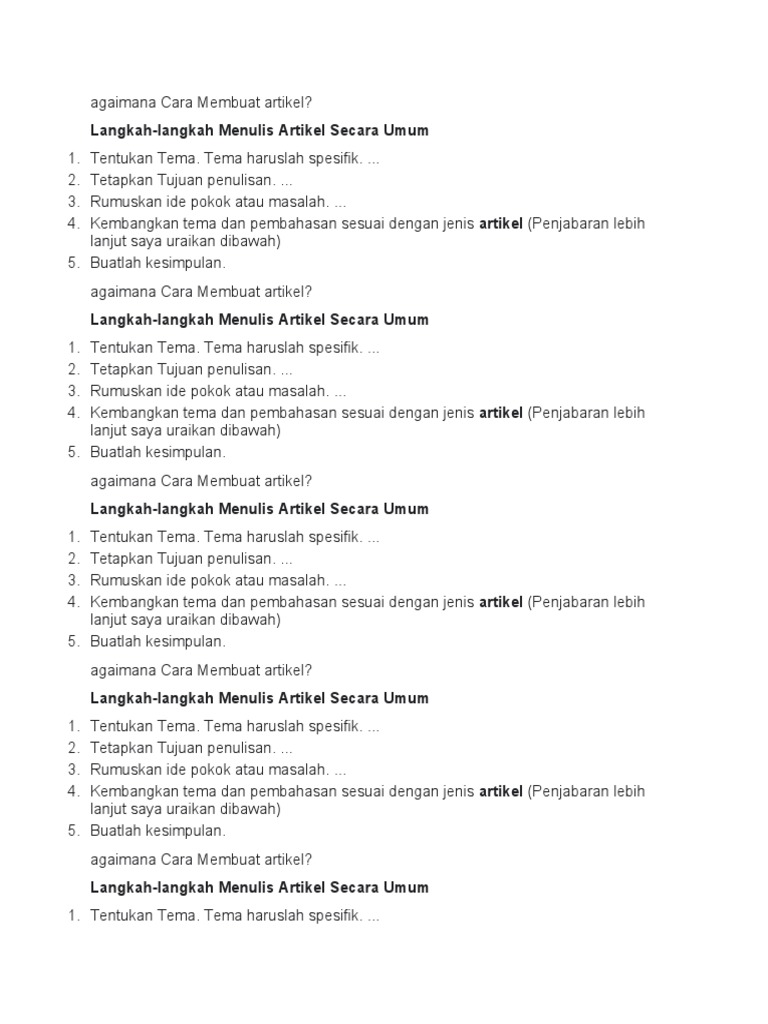 Langkah-langkah Menulis Artikel | PDF