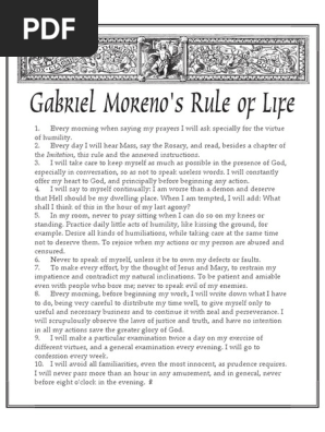 Gabriel Moreno Rule of Life
