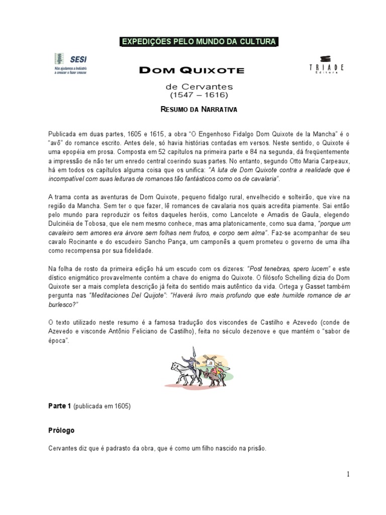 Resumo Dom Quixote | PDF | Dom Quixote