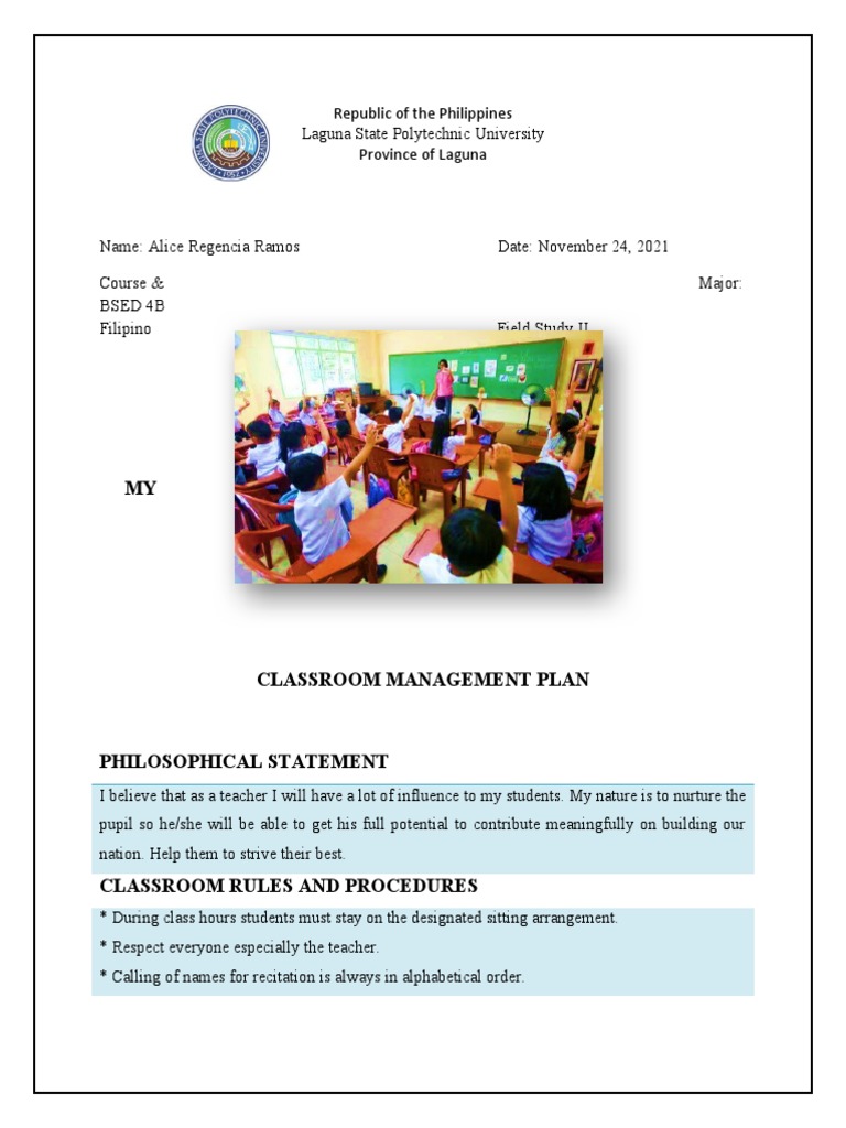 Classroom Management Plan Overview | PDF | Classroom | Teachers