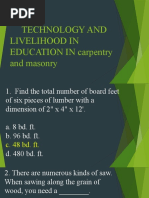 Technology and Livelihood in EDUCATION IN Carpentry and Masonry