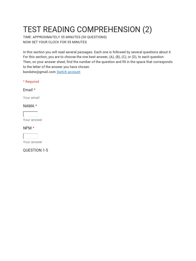 Test Reading Comprehension2 | Download Free PDF | Paintings | Memory
