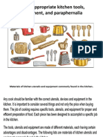 TLE - Utilize Appropriate Kitchen Tools Equipment and Paraphernalia