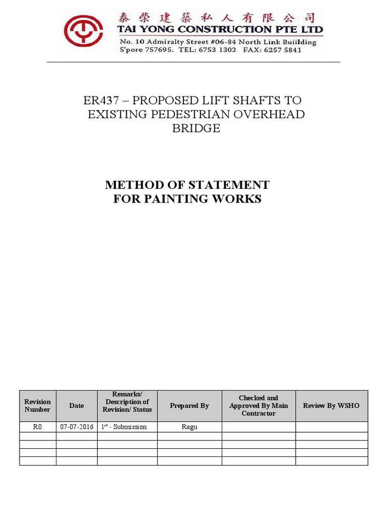Method statement for painting works pdf specification technical
