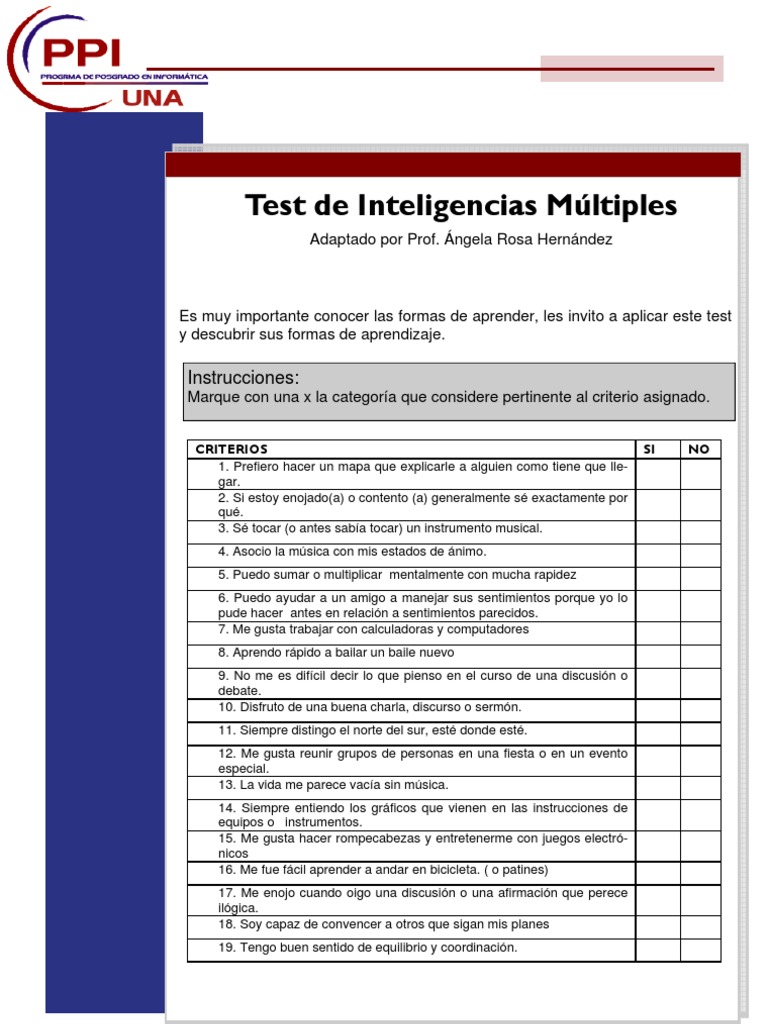 Test de Inteligencia Multiples | PDF | Inteligencia | Aprendizaje