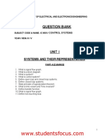 Question Bank: Unit I Systems and Their Representation