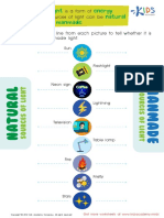 Grade 3 Natural and Manmade Light Sources Worksheet