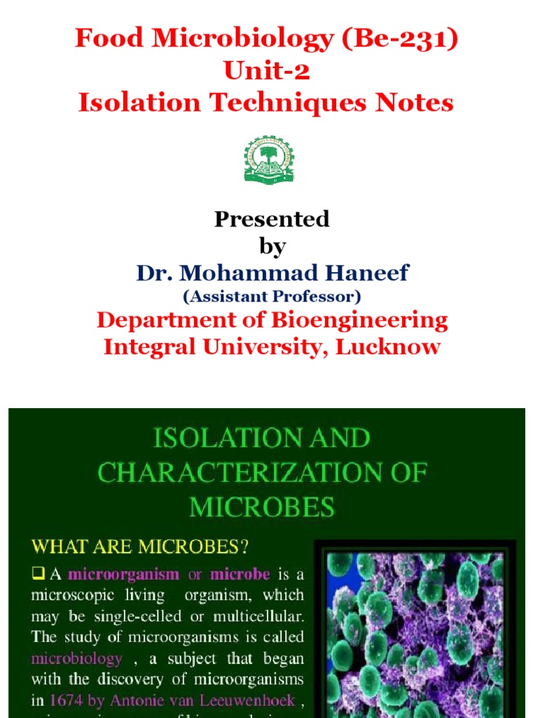 Unit - 2 Notes - Isolation Techniques & Cultural Characteristics - PPT ...