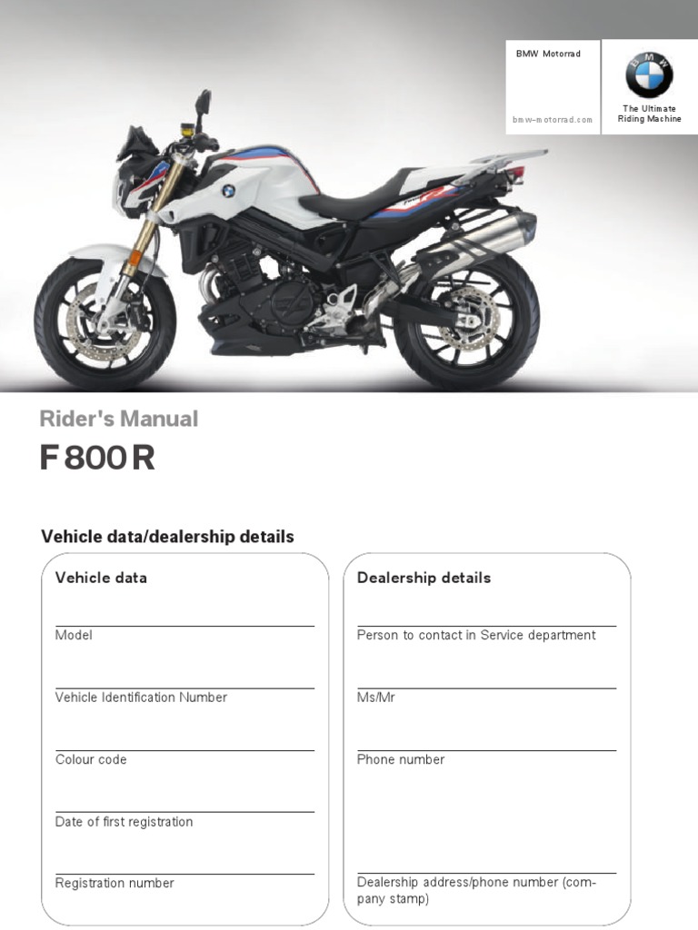 BMW f800r Riders Manual | PDF | Anti Lock Braking System | Land Vehicles