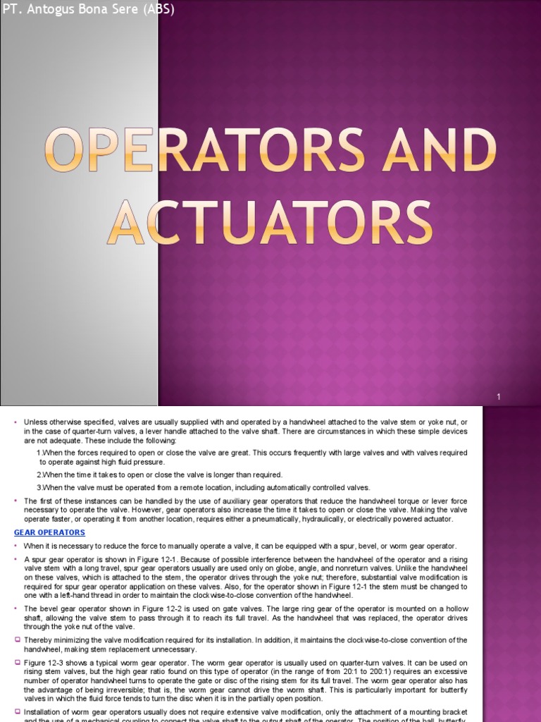 Operators and Actuators PDF Valve Actuator