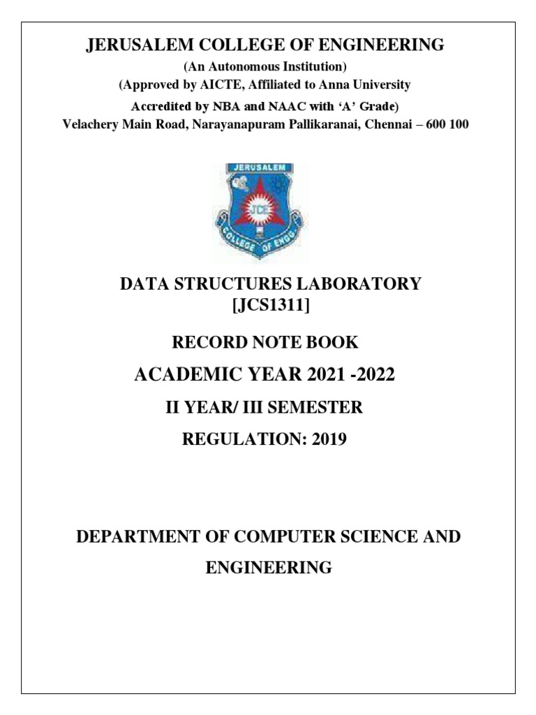 Data Structures Lab Manual 202122 PDF Queue (Abstract Data Type