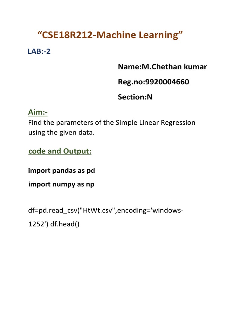 ML Lab 2 (9920004660) | PDF | Computers