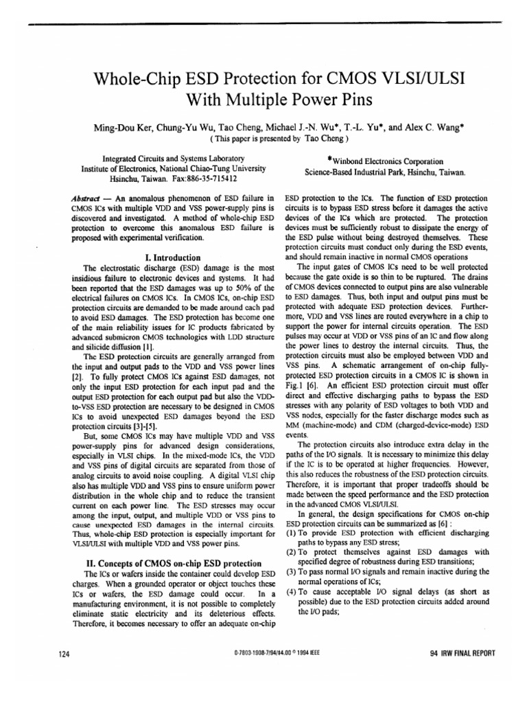 1994WholeChip ESD Protection For CMOS VLSI ULSI With Multiple Power