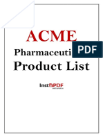 Acme Pharmaceuticals Product List 832 To BE CONFIRMED