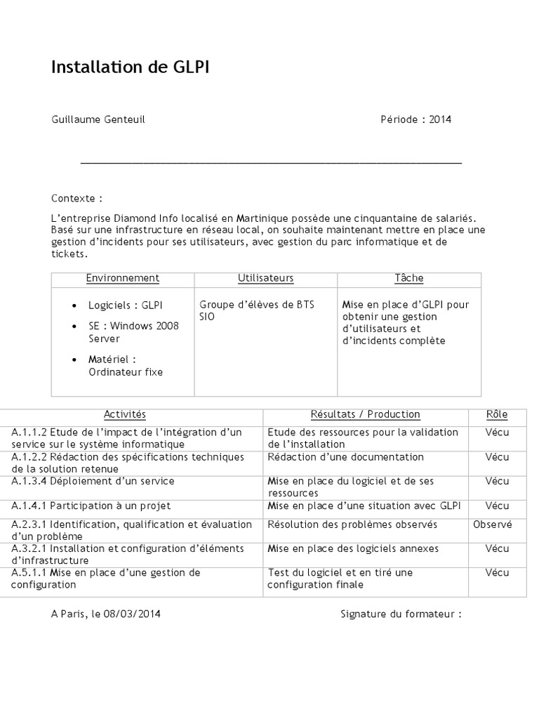 Installation de Glpi | PDF | Logiciel | Informatique