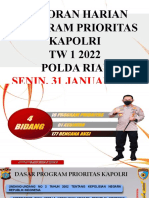 Laporan Harian PPK TW I Polda Riau, Senin 31 Jan 2022