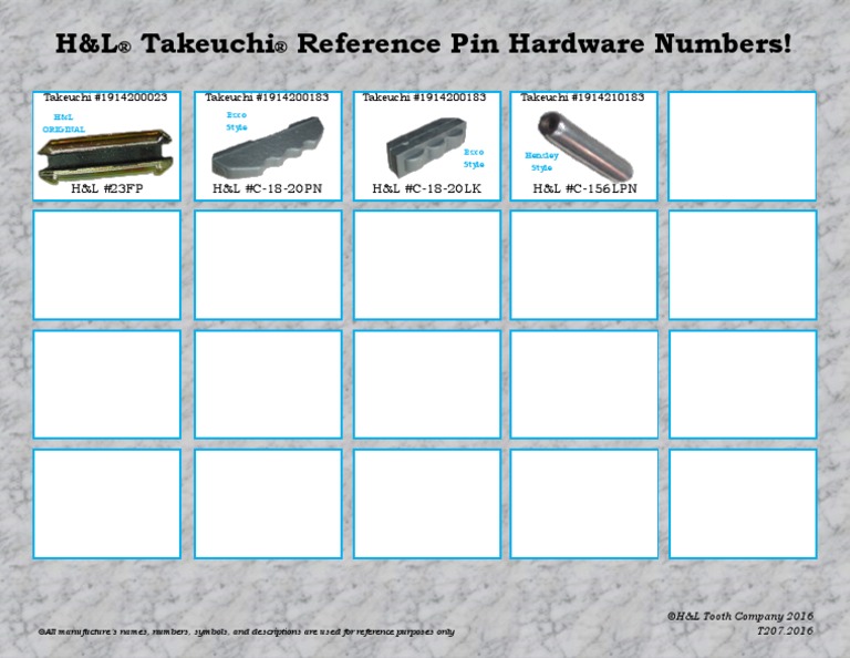 T207.2016 Takeuchi Pin Hardware Numbers | PDF