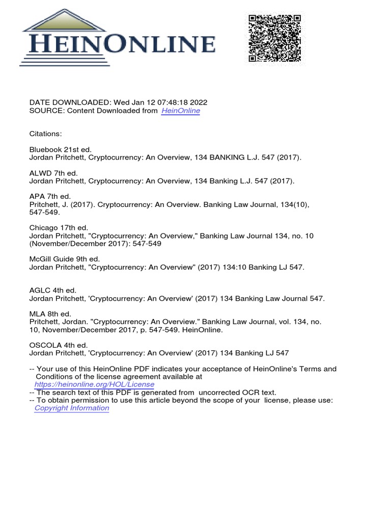 134 Banking LJ547 | PDF | Cryptocurrency | Economies