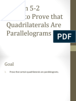 Section 5-2 Ways To Prove That Quadrilaterals Are Parallelograms
