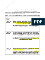 Table 1. Clues On The Location of The First Catholic Mass in The Philippines (10 PTS.)