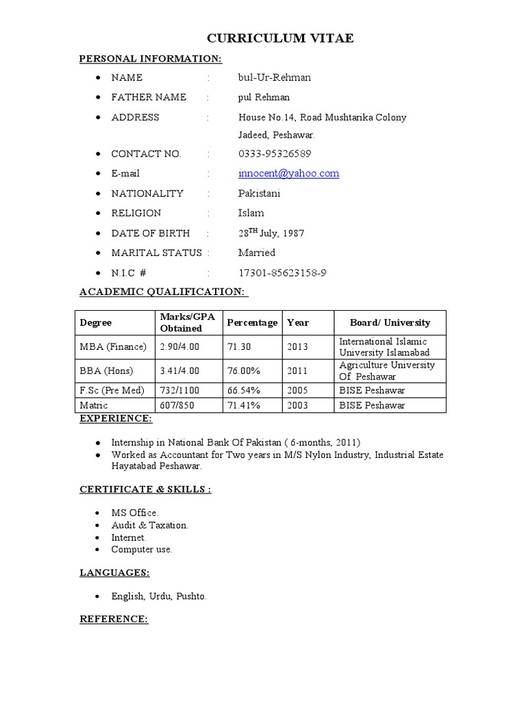 South African CV Example for Grade 12 | PDF