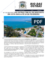 Jornal Oficial Rio Das Ostras: Iptu de Rio Das Ostras Tem 8% de Desconto em Cota Única Até 28 de Fevereiro