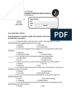 Test I-Multiple Choice Read The Questions or Statements Carefully. Write The Letter of Your Best Answer On The Space Provided Before Each Number