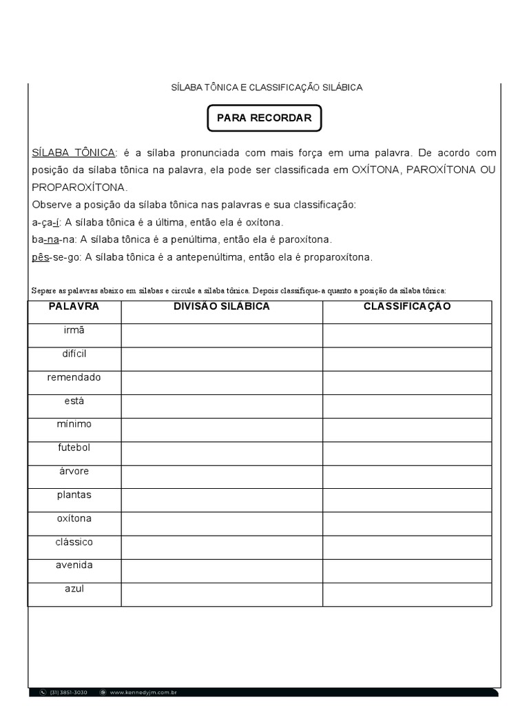Silaba Tonica e Classificação | PDF