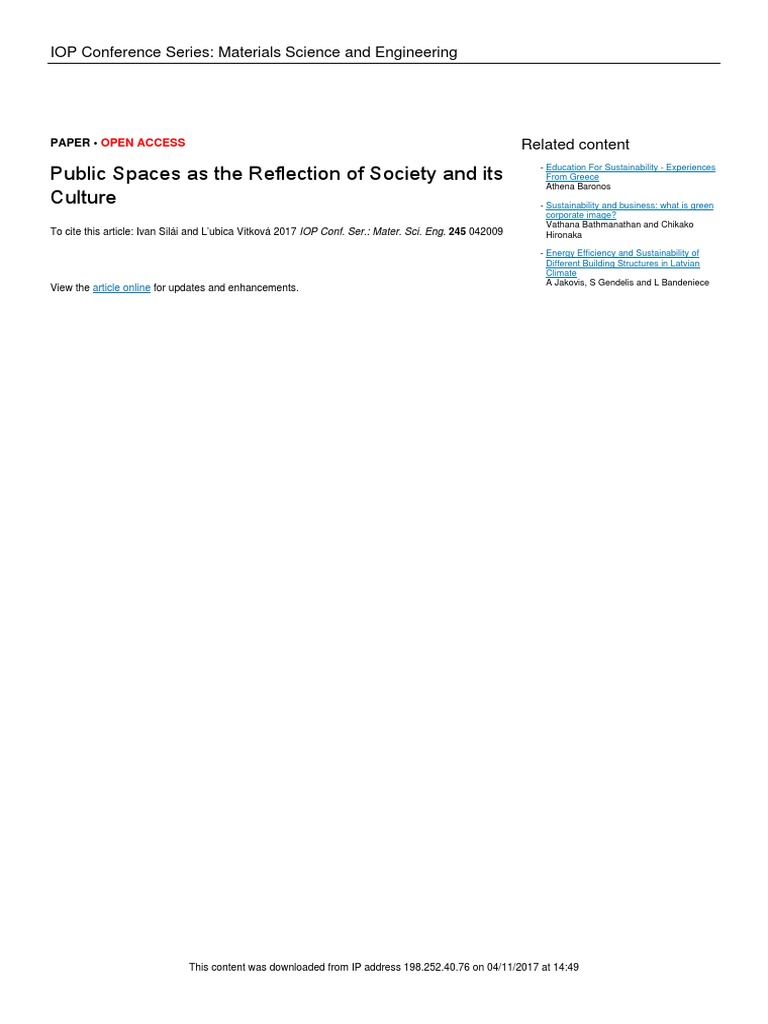 Public Spaces As The Reflection of Society and Its | PDF | Space ...