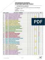 Listado de alumnos de la asignatura ED672AEU - Programación y evaluación curricular en educación primaria de la Universidad Nacional de San Antonio Abad del Cusco