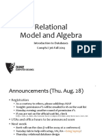 Relational Model and Algebra: Introduction To Databases Compsci 316 Fall 2014