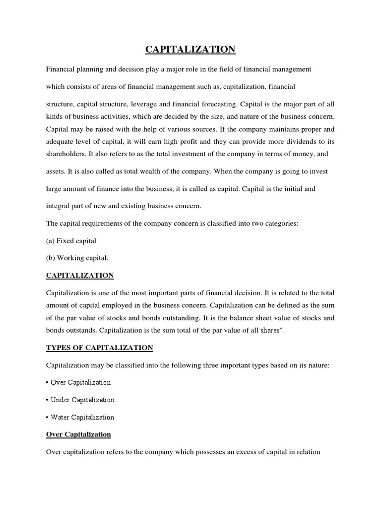 Capitalization Pdf Capital Economics Stocks