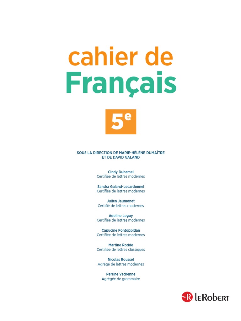 Page De Garde Cahier De Francais 6eme La Fontaine Cahier 5 e Francais | PDF | Langue française | Cavalerie