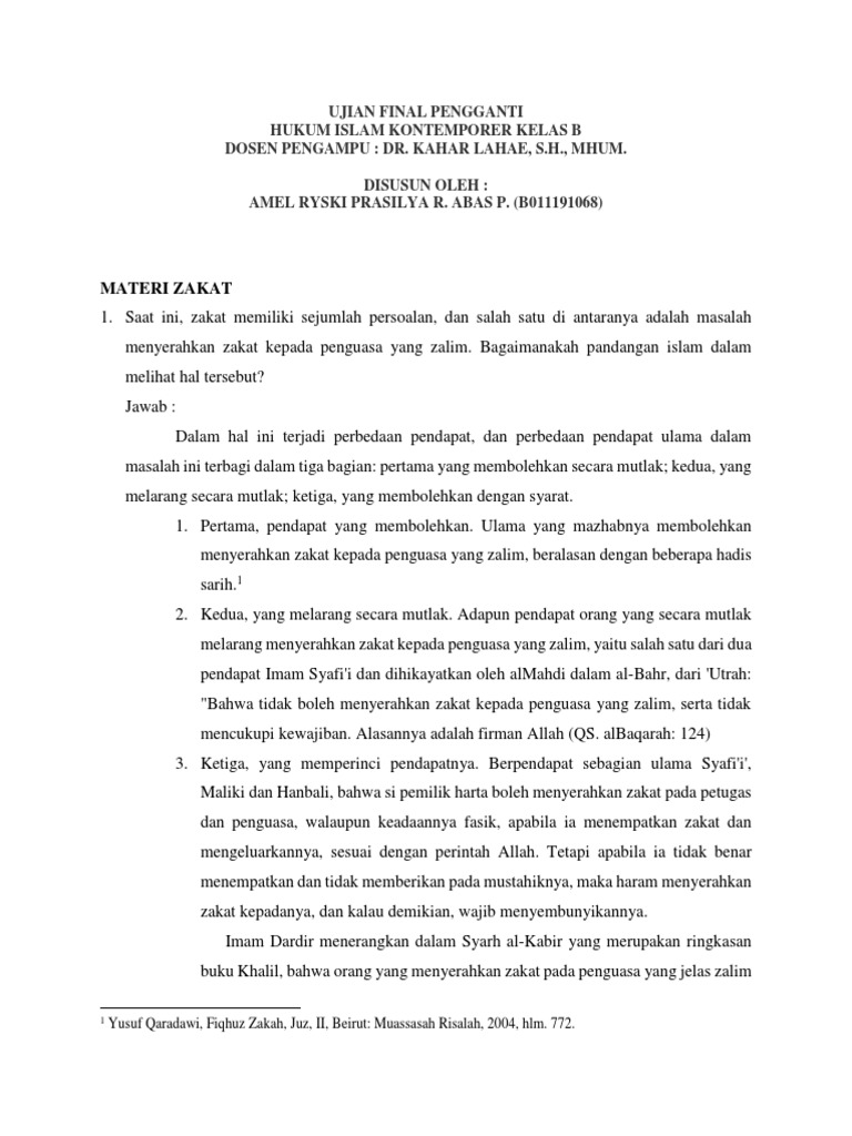 Ujian Final Hukum Islam Kontemporer PDF