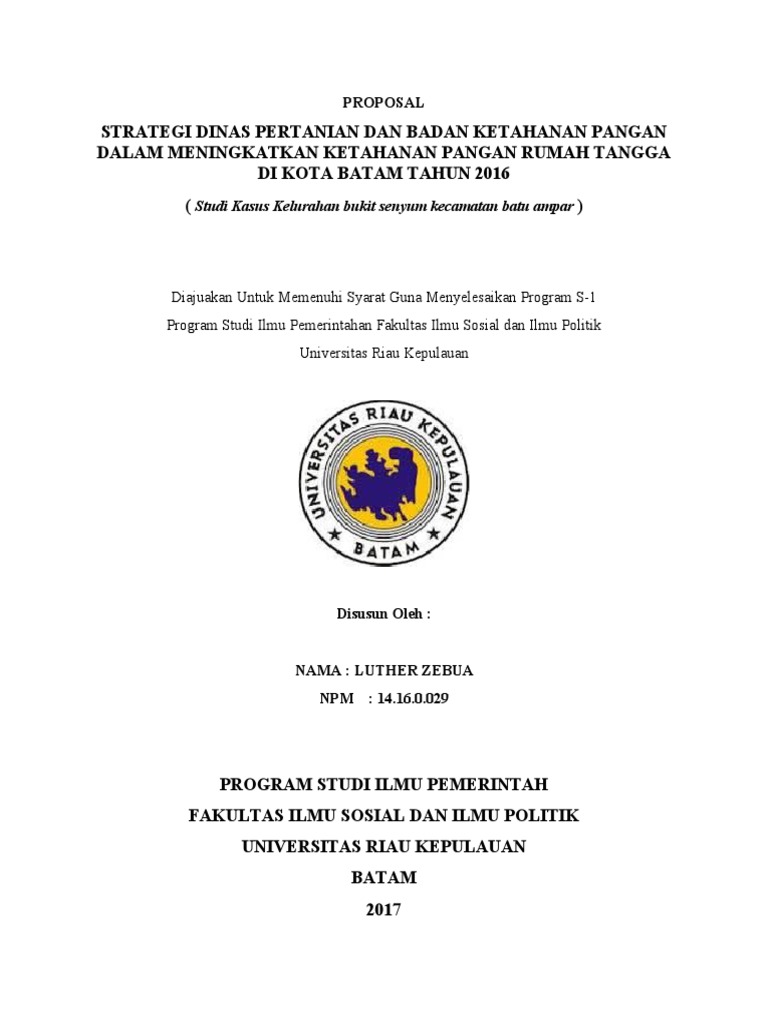 Proposal Strategi Ketahanan Pangan Batam | PDF | Ilmu Sosial ...