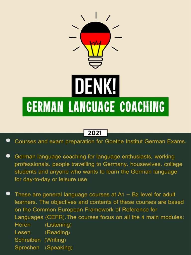 DENK! German Language Coaching - Info 2021 | PDF