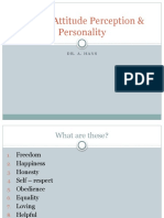 Values, Attitude Perception & Personality: Dr. A. Hans